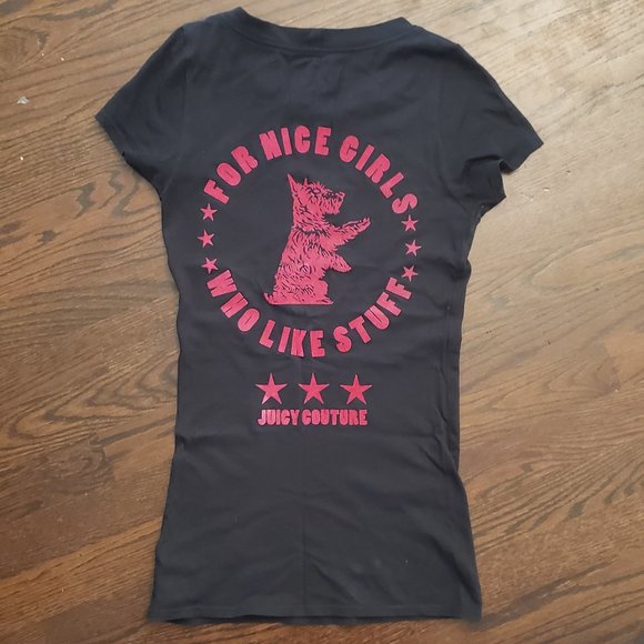 Juicy Couture black and hot pink t-shirt. - Picture 3 of 6